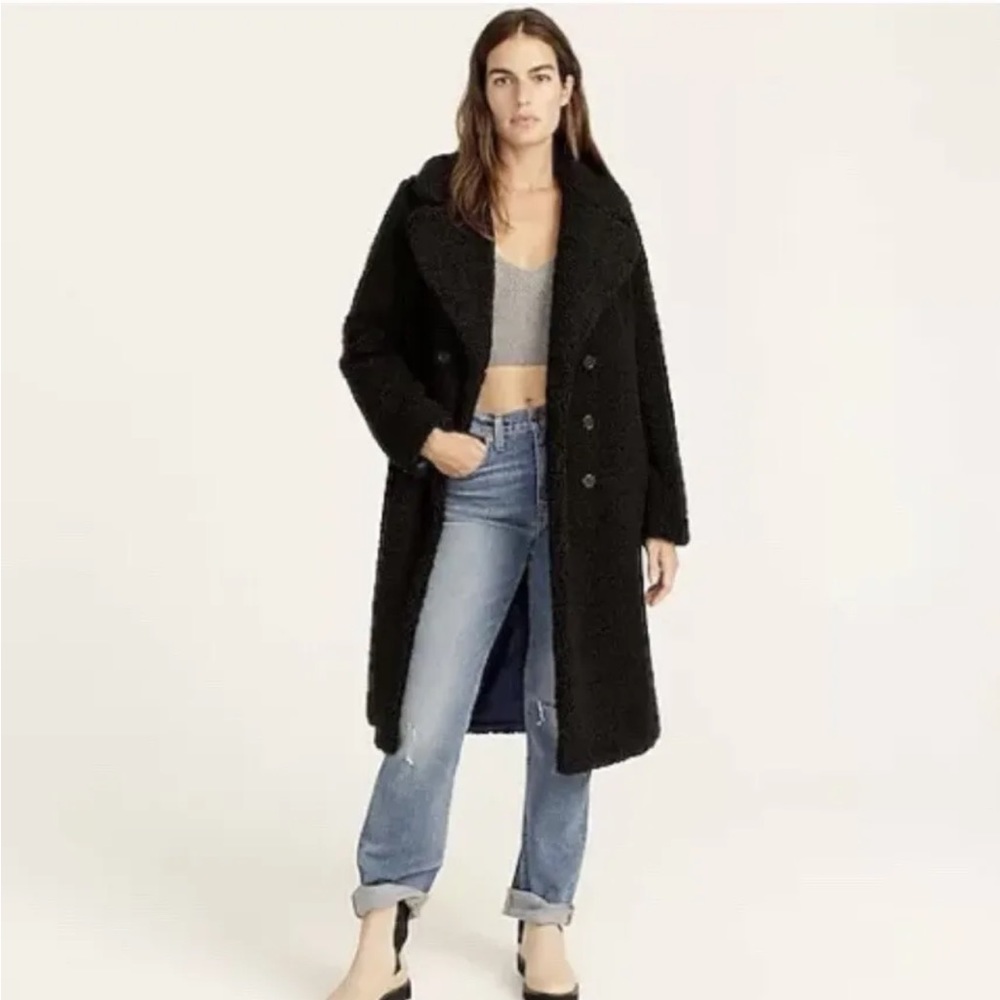 J.Crew petite double breasted teddy sherpa coat